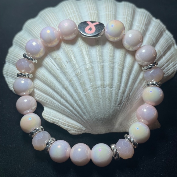 Breast Cancer Awareness Beaded Stretch Bracelet - Picture 7 of 7